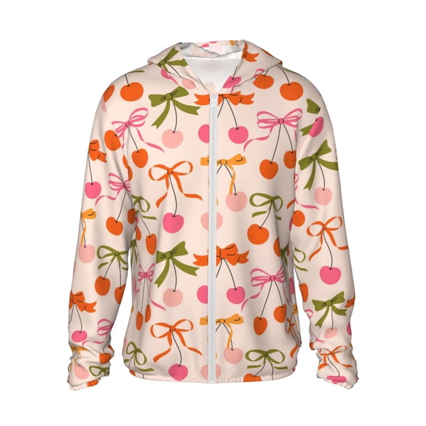 Balery Cherries And Bows Sudadera ligera de manga larga con capucha y protección solar UPF 50+ para hombre y mujer, ideal para pesca y running-Medium