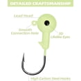 thumbnail image 2 of BLUEWING Jig Heads 10pcs Fishing Jigs with High Carbon Steel Hook Swimbait Lead Head Jig Lure for Walleye, Bass, Crappie, Snapper, Snook, Inshore Fishing 1/8oz Luminous, 2 of 7