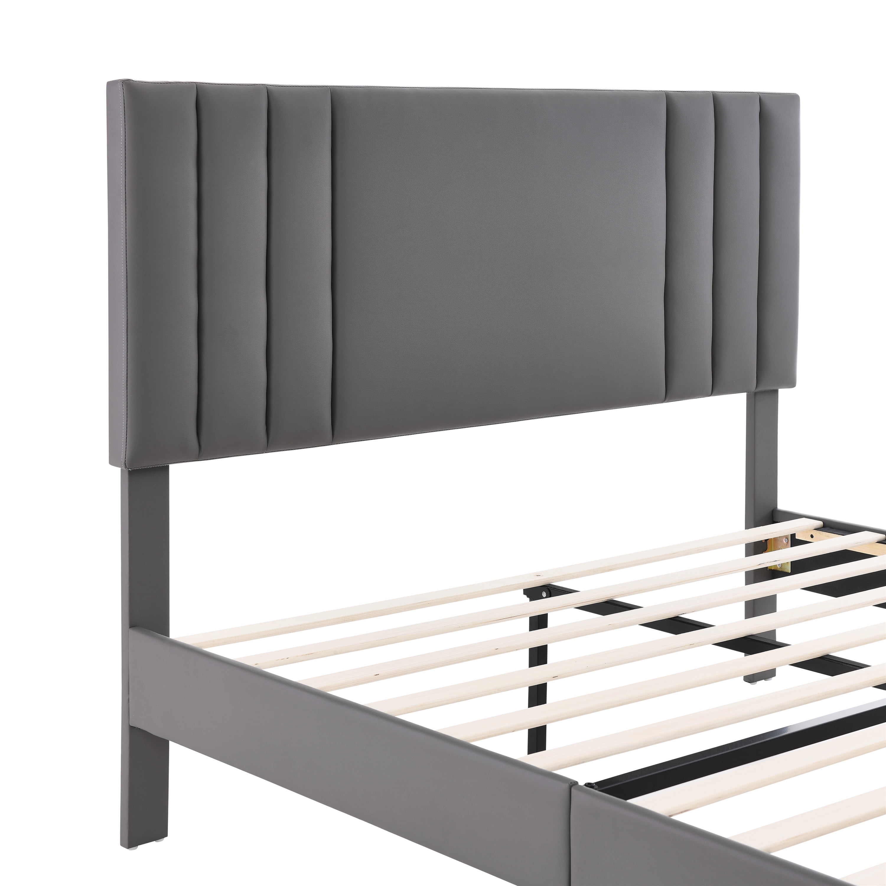 BRGMAUS Queen Bed Frame with Upholstered Headboard - Durable Slats, Waterproof, 30-Min Assembly