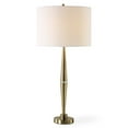 thumbnail image 1 of Lampe de Table d'Accent Moderne, Abat-Jour Tambour en Lin Blanc, Base Fuselée en Métal Doré, 1 of 1