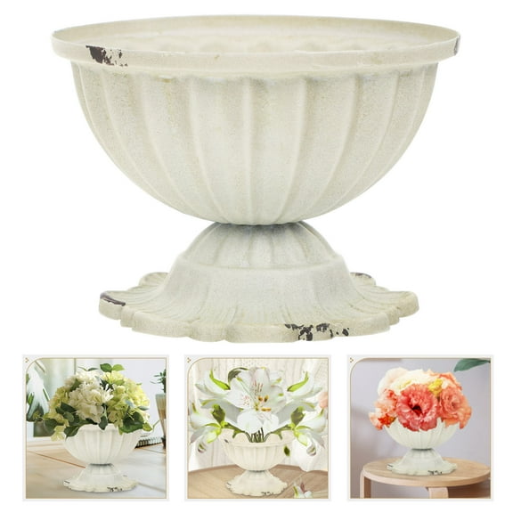 OATIPHO Decorative White Iron Flower Vase for Party and Home Display