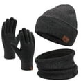 thumbnail image 2 of HNMKIU Womens Knitted Scarf Hat Set With Touchscreen Lined Neck Warmer Winter Outdoor Dark Gray - One Size, 2 of 4