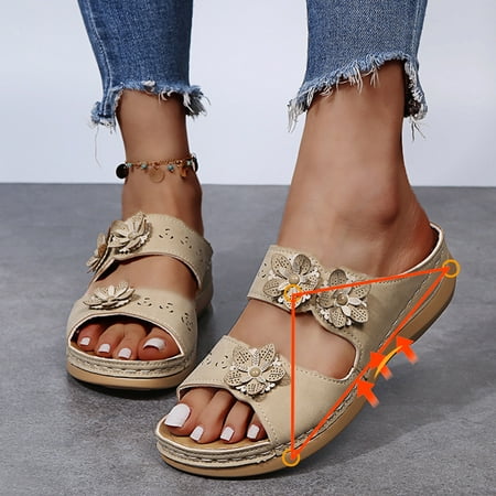 

YanHoo Clearance Gladiator Sandals Women Dressy Summer 2023 Peep Toe Platform Sandals Shoes Beach Wedges Ladies Flip Flops Orthopedic Leather Sandals