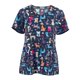 thumbnail image 5 of Blusa médica con cuello en V, cómoda y con estampado de animales lindos, ropa de trabajo multiusos para enfermeras Perro azul marino, 5 of 9