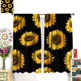 thumbnail image 2 of Sunflower Blackout Curtains Beautiful Flowers Yellow Black Rustic Nature Bedroom Living Room Kitchen Rod Pocket Decoration Window Drapes 2 Panels W21xL63in, 2 of 6