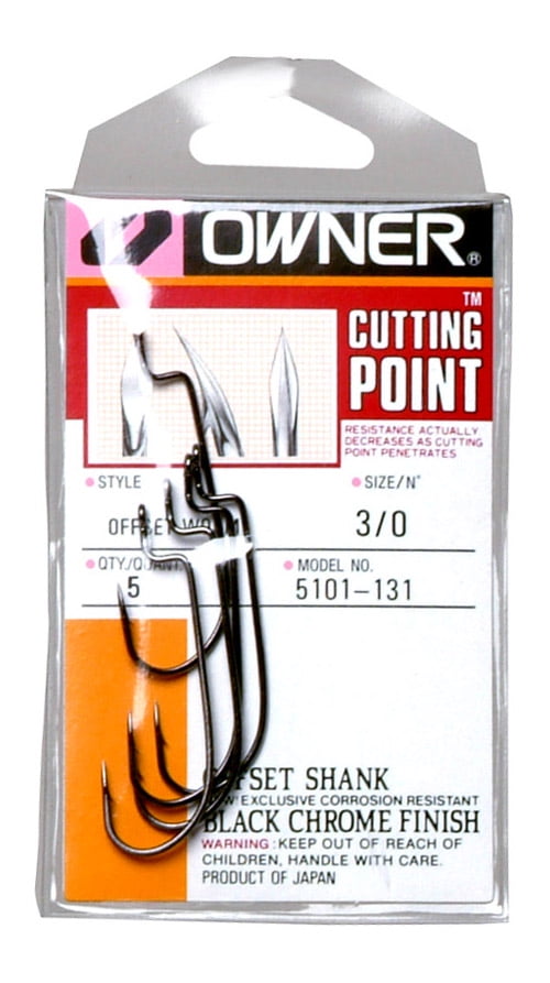 OWNER OFFSET WORM HOOK 5101 BASS FISHING WORM HOOK SELECT SIZE