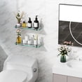 thumbnail image 5 of 16 Inches Glass Shelves for Bathroom, Matte Black Floating Glass Shelf Stainless Steel Tempered Glass Bathroom Shelves for Wall Mount Modern, 5 of 11