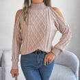 thumbnail image 5 of Women's Cold Shoulder Turtleneck Sweaters, Long Sleeve Soft Cable Knit Pullovers, Fall Winter Sexy Jumper Tops, 5 of 5