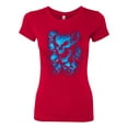 thumbnail image 2 of 3D Blue Skulls Trendy | Womens Fashion Junior Fit Tee, Red, Medium, 2 of 4