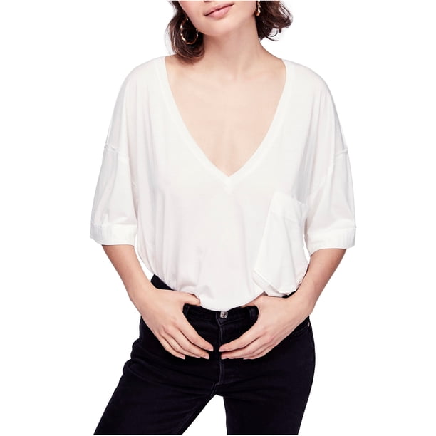 Free People Ronnie - Camiseta básica para mujer, color blanco, XS Free People Camiseta básica