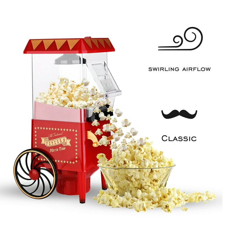 Nostalgia Popcorn Maker, 12 Cups Hot Air Popcorn Machine with Measuring  Cap, Oil Free, Vintage Movie Theater Style, Red