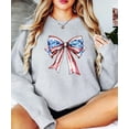 thumbnail image 4 of USA Bow Sweatshirt for Women Teens & Kids Trendy 4th of July Crewneck Gray Sweatshirt Adult Medium, 4 of 4