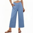 thumbnail image 2 of hotojiny Women's Wide Leg Pants with Pockets V Crossover High Waist Loose Sweatpants Fashion Cropped Lounge Yoga Workout Sweatpants, 2 of 6