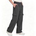 thumbnail image 5 of TKKCS Boys Cargo Sweatpants Straight Leg Loose Outdoor Casual Elastic Waist Open Bottom Pants with Zipper Pockets Dark Gray 9-10Years, 5 of 7