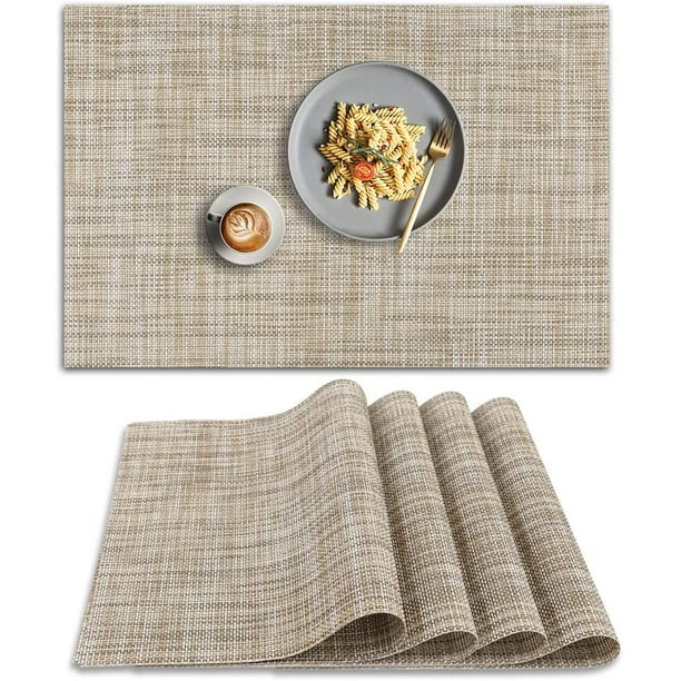 Mantel individual, 1 PCS de manteles individuales antideslizantes resistentes al calor, manteles individuales de vinilo lavables, juego de 1 - Amarillo lino