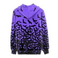 thumbnail image 4 of Renewold Purple Bats Full Zip Hoodie for Women Halloween Holiday Daily Wear Clothing Outwear with Pocket Lightweight Long Sleeve Sweatshirt Jacket Size XS, 4 of 6