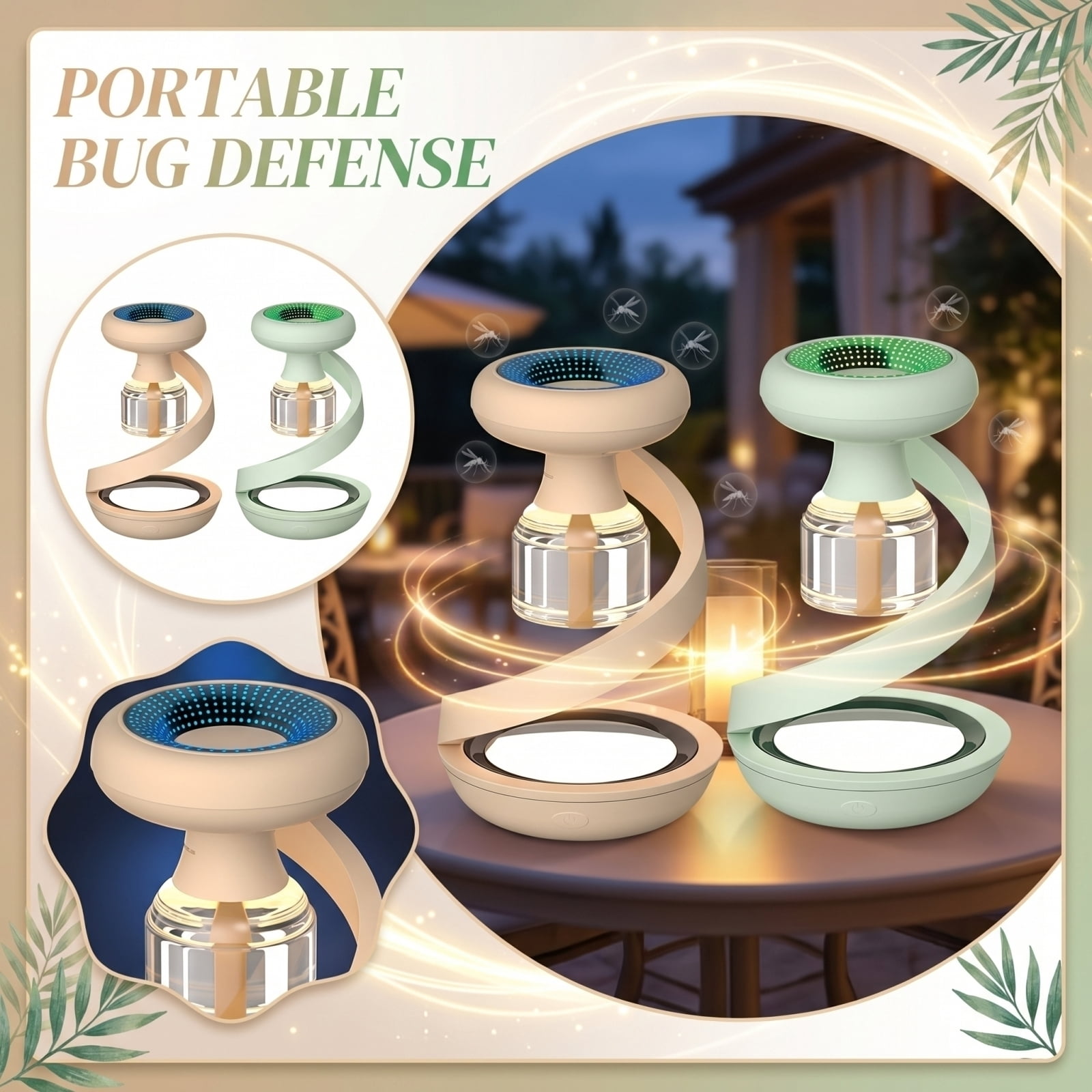 Electric Indoor Mosquito Trap, USB Powered with Adapter, Suction Fan, No Zapper, Rechargeable, Beige