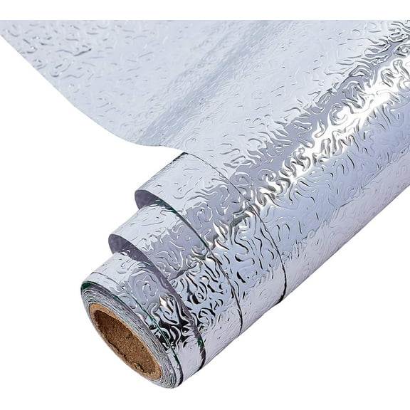 Self Adhesive Kitchen Aluminum Wallpaper Stickers Oil Proof Waterproof Kitchen Stove Sticker Silver 405x0.3mm 4m/roll