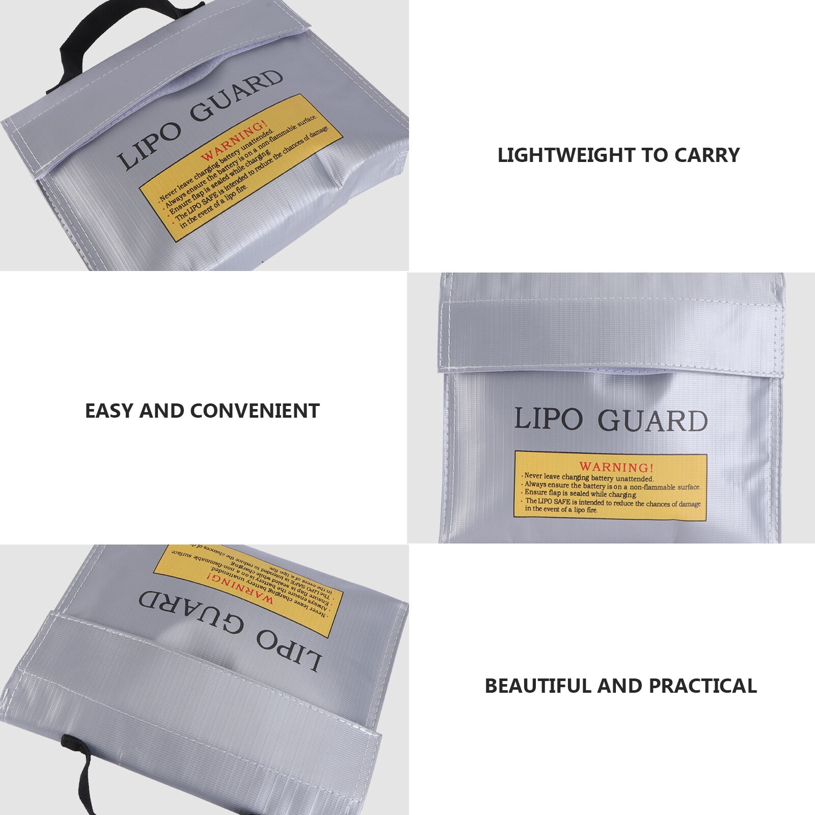 Heat-Resistant Battery Pouch Fireproof Battery Bag Protective Bag (Silver)