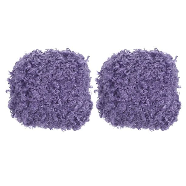 33yds Hilo Esponjoso, 2 Madejas de Hilo Difuso, Hilo de Piel Sintética para Crochet Suave y Peludo, Pestañas para Tejer, Púrpura