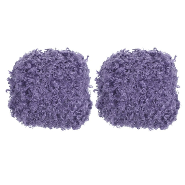 33yds Hilo Esponjoso, 2 Madejas de Hilo Difuso, Hilo de Piel Sintética para Crochet Suave y Peludo, Pestañas para Tejer, Púrpura