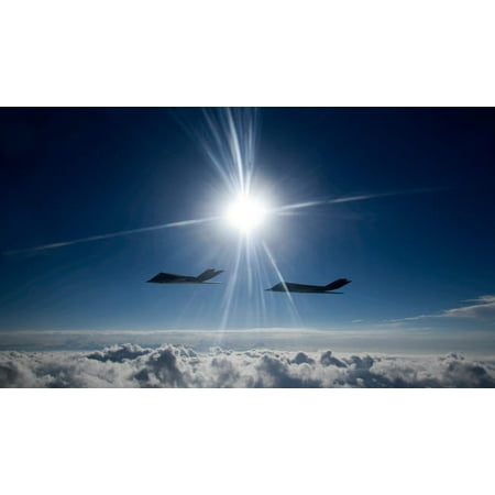 Two F-117 Nighthawk stealth fighters in flight over New Mexico Poster Print by HIGH-G ProductionsStocktrek Images