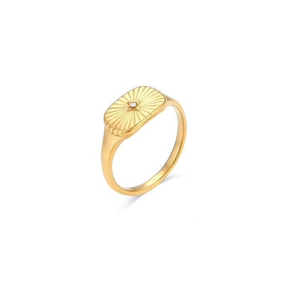 Womens Stainless Steel Geometric Zircon Ring Vintage Electroplated Simple Band Jewelry Fashion Accessory Gleam