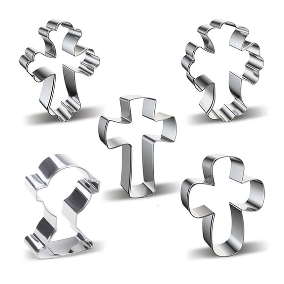 Milue 5 Styles Stainless Steel Cookie Cutter Mold for Cross Biscuit Mould DIY Fondant Pastry Decorating Baking Tools