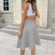 thumbnail image 5 of Falda midi de línea A con estampado de cuadros, cinturón de cintura, falda midi elegante de moda para mujer para fiesta, gris S, 5 of 7