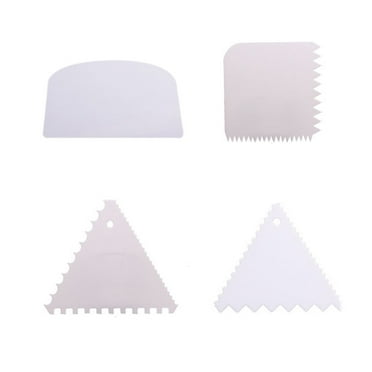 4 PCS Cake Scraper Decor Fondant Icing Baking Frosting Tools Offset Spatula for Decorating Decorative Comb Triangle