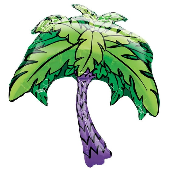 Anagram Funky Hawaiian Palm Tree Luau Party 29" x 33" Foil Balloon, Green Purple