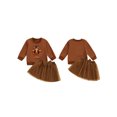 thumbnail image 2 of Toddler Kids Girls 2Pcs Thanksgiving Outfits 18 24 Motnhs 2T 3T 4t 5T 6T Long Sleeve Turkey Embroidery Sweatshirt + Tulle Skirt Set Baby Clothes, 2 of 9