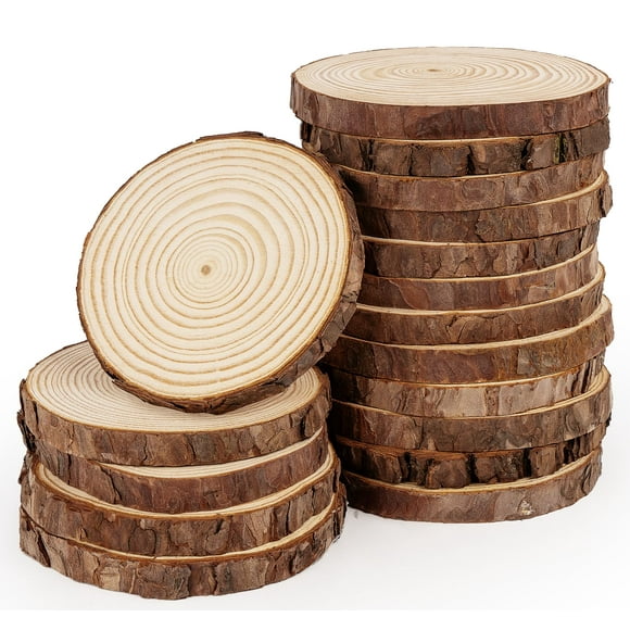 Láminas de madera ilauke para centros de mesa, 13 a 14 cm, 17 unidades, color natural
