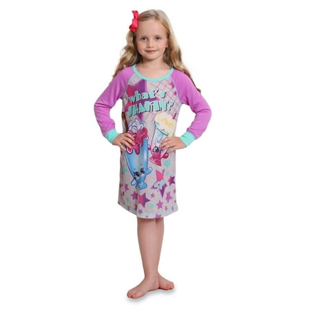 Shopkins Girls Nightgown Long Sleeve Pajama Gown Sleep Shirt