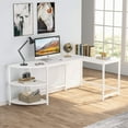 thumbnail image 3 of Tribesigns L-Shaped Desk with Corner Shelf, 74 inch Corner Computer Desk Study Writing Workstation with 3-Tier Reversible Storage Shelf for Home Office, 3 of 7