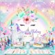 thumbnail image 3 of Fondo de cumpleaños de unicornio de 1,5 x 0,9 m con purpurina dorada y arcoíris, ideal para fotos de cumpleaños de niñas, decoraciones florales con efecto bokeh, regalos para fotomatón infantil., 3 of 7