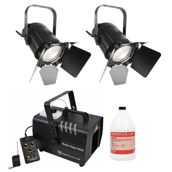 2) Chauvet DJ EVE F-50Z LED Fresnel DMX Warm White D-Fi Spot Lights Haze Machine