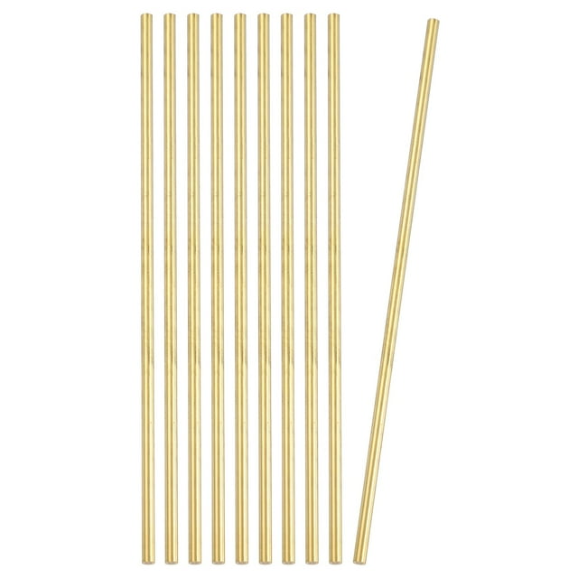 Uxcell 10 Pcs Round Brass Rods, 4mm Dia. 18cm / 7.09 Inch Length H59 Brass Bar Solid Metal Rods for DIY Crafting Jewelry Plating Repairing Science Class, Brassy