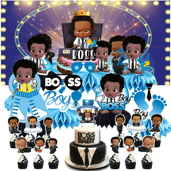Boss Baby Africa Boy Party Supplies Honeycomb Centerpieces Table Toppers Decorations for Birthday Backdrop Banner
