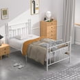 thumbnail image 4 of VECELO 2-Piece Twin Metal Bed Frame for Kids Teens Bedroom, Heavty Duty Mattress Foundation, No Box Spring Needed, White, 4 of 8