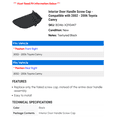 thumbnail image 2 of Interior Door Handle Screw Cap - Compatible with 2002 - 2006 Toyota Camry 2003 2004 2005, 2 of 2