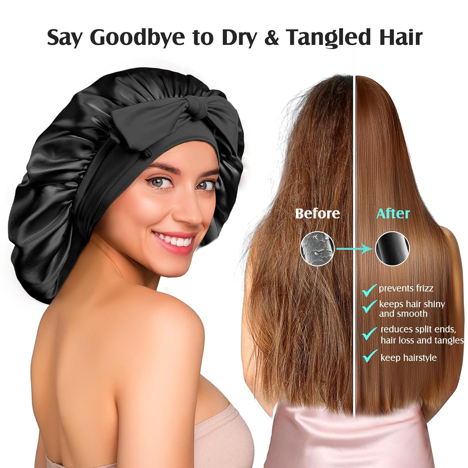 100% Mulberry Silk Bonnet for Sleeping Women - Double Layer Silk Hair Wrap – Non-Slip Silk Turban - Hair Silk Bonnet for Sleeping Women - Silk Cap for Sleeping