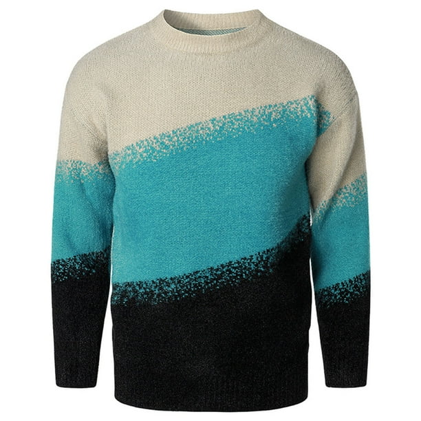 Suéteres Para Hombres Otoño Invierno Suéter de Punto Nuevo Jersey de Cuello Redondo Camisa de Fondo Color A Juego Color Brillante Casual Tamaño Grande Odeerbi ODB177545