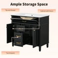 thumbnail image 3 of DTTRA 36 Inch Bathroom Vanity with Sink and Mirror Cabinet, Modern Freestanding Vanity with Soft Close Doors and Drawers, MDF & Solid Wood Frame, Ample Storage, Ceramic Top, Single Sink, Black, 3 of 7