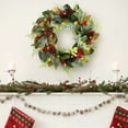 thumbnail image 5 of 17.71 Inch Christmas Wreath with Light String for Front Door, Xmas Home Wall Windows Outdoor, Farmhouse Xmas Wreath Decorated with Pine Cones, Berries, Flowers and Balls Ornaments, 5 of 7