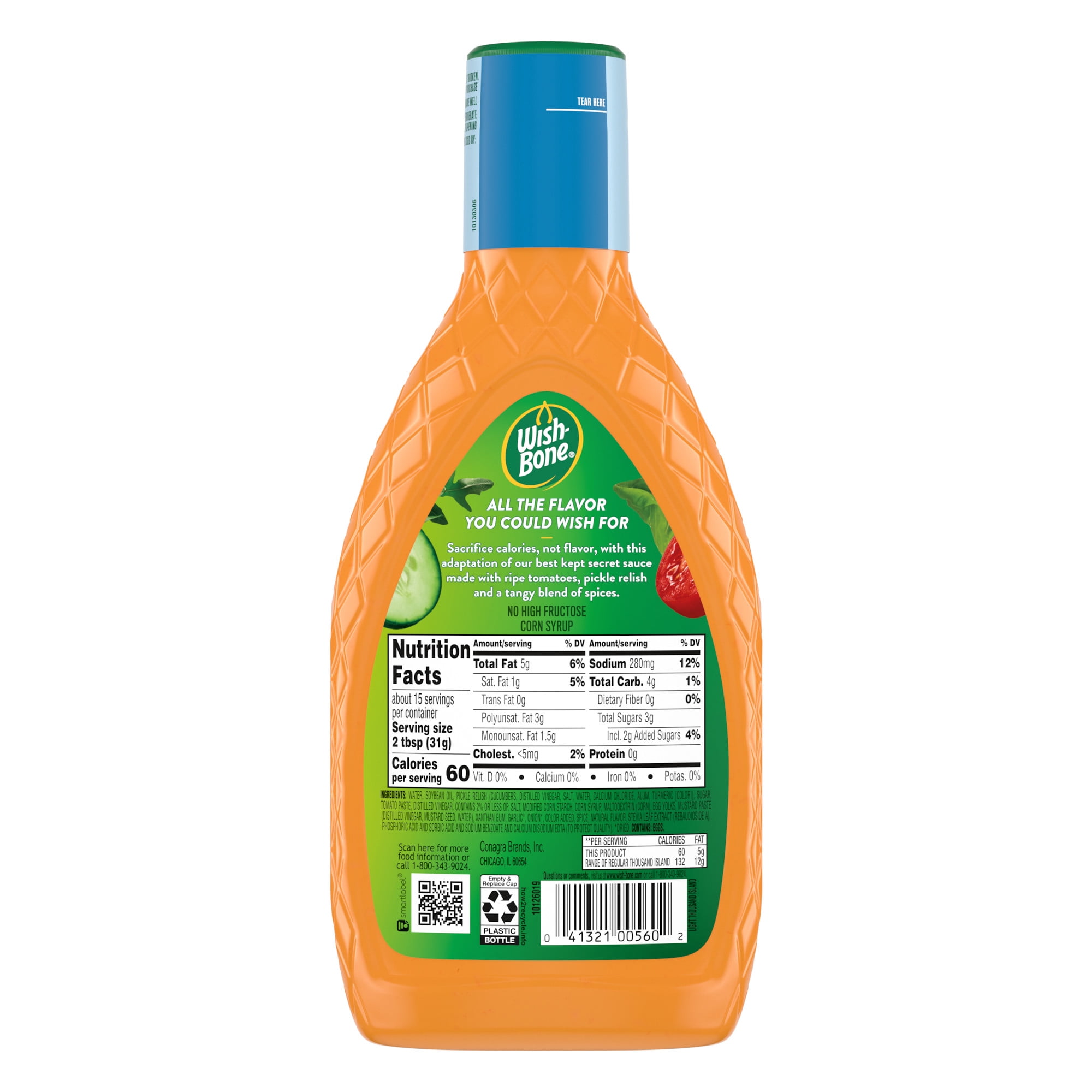 (4 pack) Wish-Bone Light Thousand Island Salad Dressing, 15 fl oz