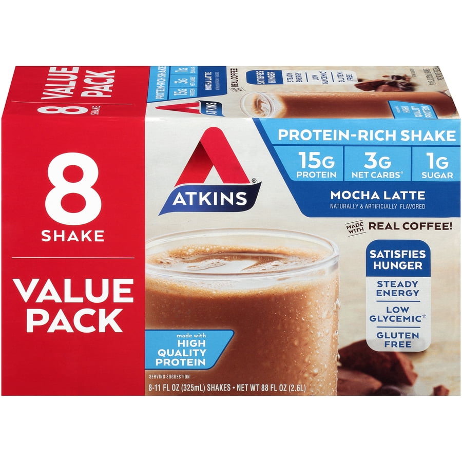 Atkins Gluten Free ProteinRich Shake, Mocha Latte, Keto Friendly, 8