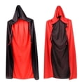 thumbnail image 4 of Capa Reversible con capucha para adultos y niños, capa con cuello levantado, bruja de vampiro, negra y roja, disfraz de Cosplay para fiesta de Halloween, 4 of 4