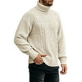 thumbnail image 4 of Yucgh Men's Turtleneck Sweater Pullover, Twisted Cable Knit Design with Loose Fit Thick Winter Long Sleeve, Casual Comfort Wear for Cold Seasons,Beige, 4 of 4