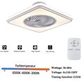 thumbnail image 5 of Miumaeov Enclosed Ceiling Fan with LED Lights 20" Square Modern Ceiling Fan Light with Remote Control 3 Color Flush Mount Fan Chandelier with Invisible Blades for Bedroom Living Room White, 5 of 19